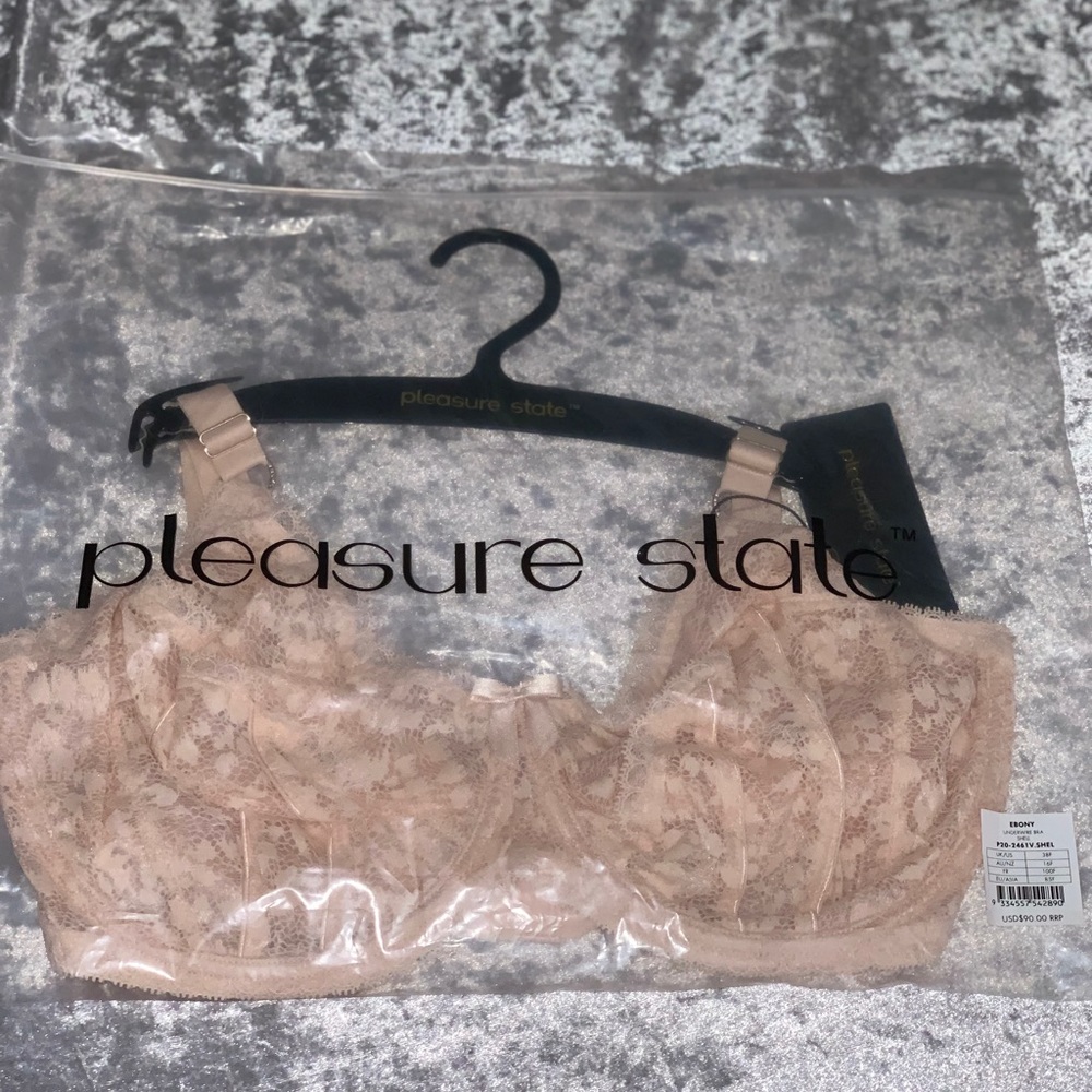 NWT 38F Pleasure State Underwire Bra Shell in Ebony